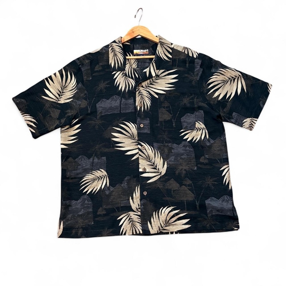 Havana Jacks Cafe Men XL Silk Hawaiian Shirt Quiet Luxury Sleek Resortwear Boho